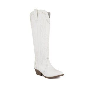 Sugar Womens Tall Tam Closed Toe Western Pull On Boots White Size 8.5M NIB